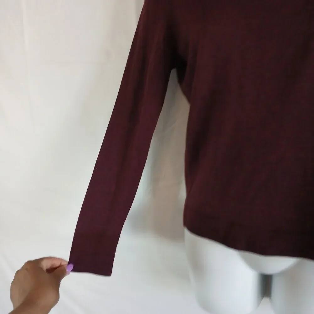 Talbots Sweater Wool Maroon  Ruffle Round Neck Wool Sz Ps Career Academia Preppy